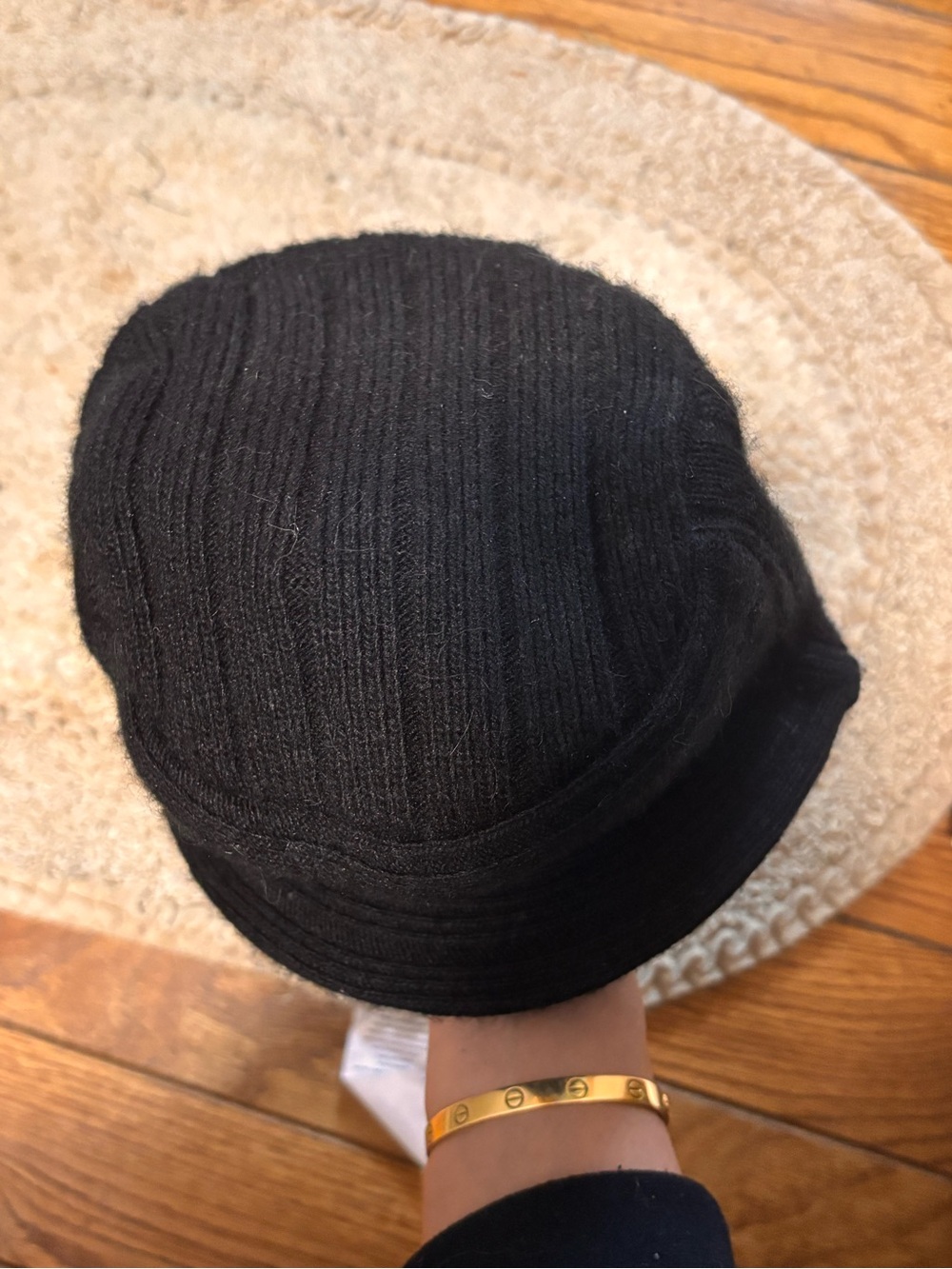 Diesel Black Ribbed Knit Hat